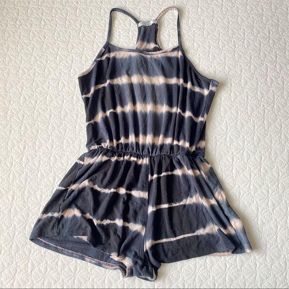Acemi Navy Blue Watercolor Tie Dye Racerback Mini Romper - Picture 1 of 4